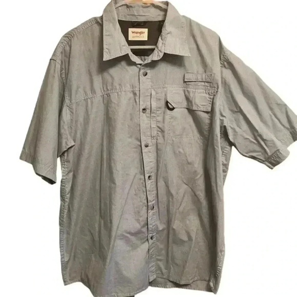 Wrangler Authentic's Mens Fishing Outdoor Short Sleeve XL Blue Button Down - Picture 1 of 5